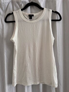 Halogen off White Ribbed Tank Top - Classic Sleeveless Women's Top